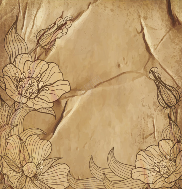 矢量复古花朵质感牛皮纸纹理背景背景