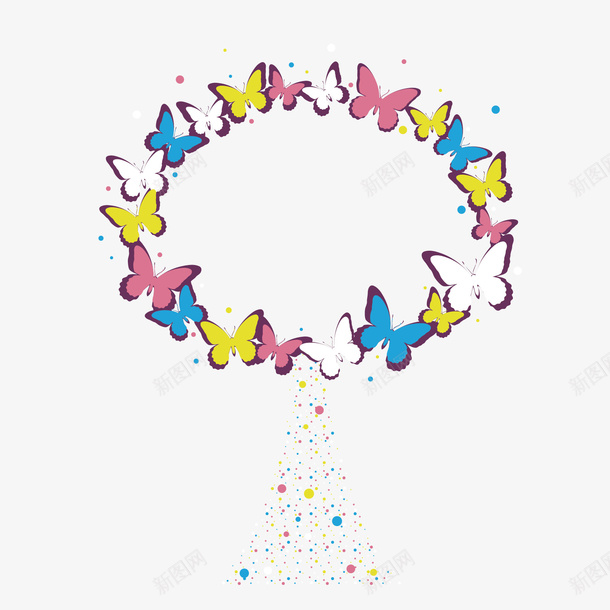 卡通蝴蝶花环矢量图ai免抠素材_新图网 https://ixintu.com 卡通 花环 蝴蝶 矢量图