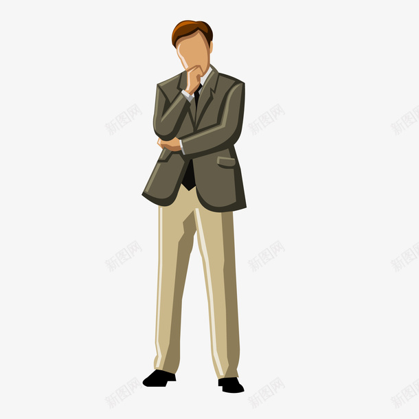 卡通思考的商务人士矢量图ai免抠素材_新图网 https://ixintu.com 人物设计 卡通 商务人士 思考 男性人物 矢量图