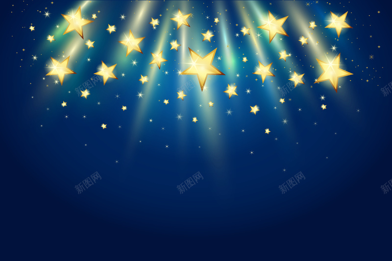 金色五角星蓝色背景矢量图ai设计背景_新图网 https://ixintu.com 背景 蓝色 金色五角星 矢量图