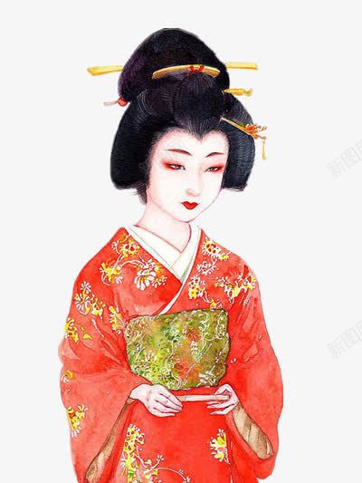 穿和服的女子png免抠素材_新图网 https://ixintu.com 和服 插画 日风 装饰