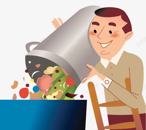 倾倒食物垃圾png免抠素材_新图网 https://ixintu.com 不要乱丢垃圾 丢垃圾 倾倒 梯子 食物垃圾