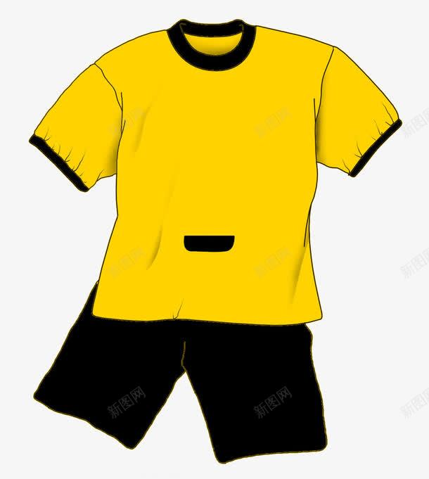 运动服png免抠素材_新图网 https://ixintu.com 上衣 手绘 短袖 短裤 黄色