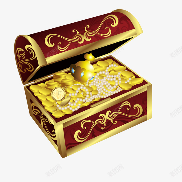 卡通宝箱矢量图ai免抠素材_新图网 https://ixintu.com 宝箱 宝藏 财宝 金币 金色 金银财宝 矢量图