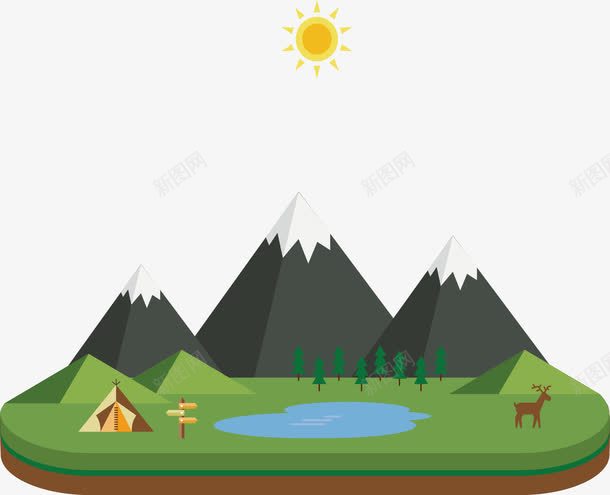 别墅风景矢量图ai免抠素材_新图网 https://ixintu.com 姘存簮 澶 灏忚崏 绌烘皵 鏍戞湪 闃冲厜鎴 矢量图