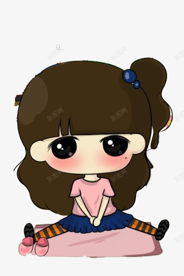 绑小辫子的长发小女孩png免抠素材_新图网 https://ixintu.com 卡通 女孩 小辫子 长发1
