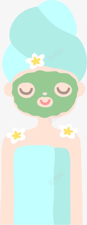 敷绿色面膜的女孩png免抠素材_新图网 https://ixintu.com 卡通 手绘 敷 敷脸 绿色面膜 面膜
