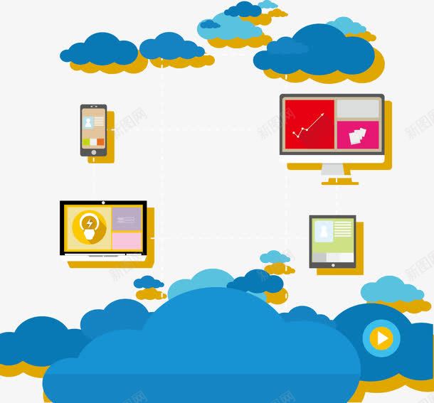 云服务器矢量图ai免抠素材_新图网 https://ixintu.com 云计算机 矢量图