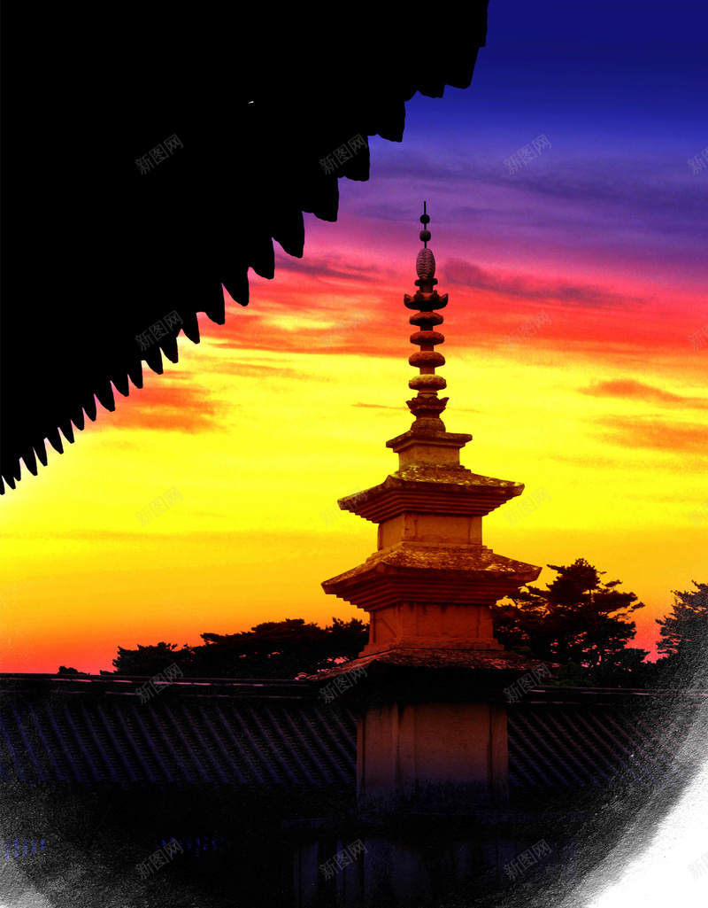 韩国历史建筑旅游背景psd设计背景_新图网 https://ixintu.com 中国风 历史 复古 夕阳 建筑 文化 旅游 落日 韩国 风景