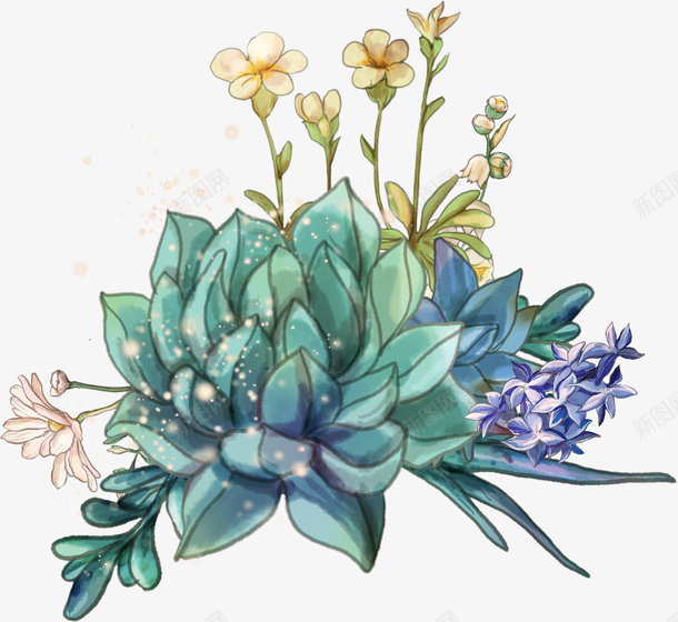 卡通手绘绿色的植物png免抠素材_新图网 https://ixintu.com 创意 动漫动画 卡通手绘 简约 精美的花朵 绿色的植物