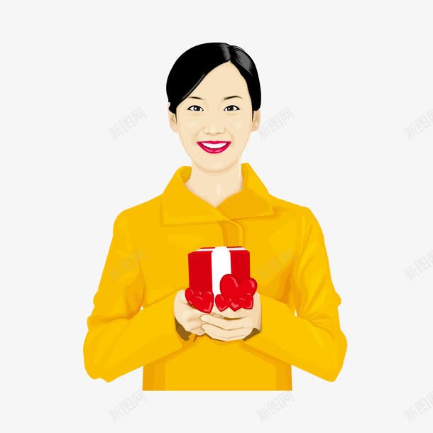 手捧礼物人物png免抠素材_新图网 https://ixintu.com 手拿礼物盒人 美女手绘 黄衣服人物 黄衣服美女