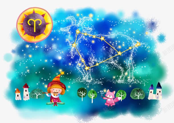 卡通白羊座星座图psd免抠素材_新图网 https://ixintu.com 十二星座 星座图 白羊座 白羊座免抠图片