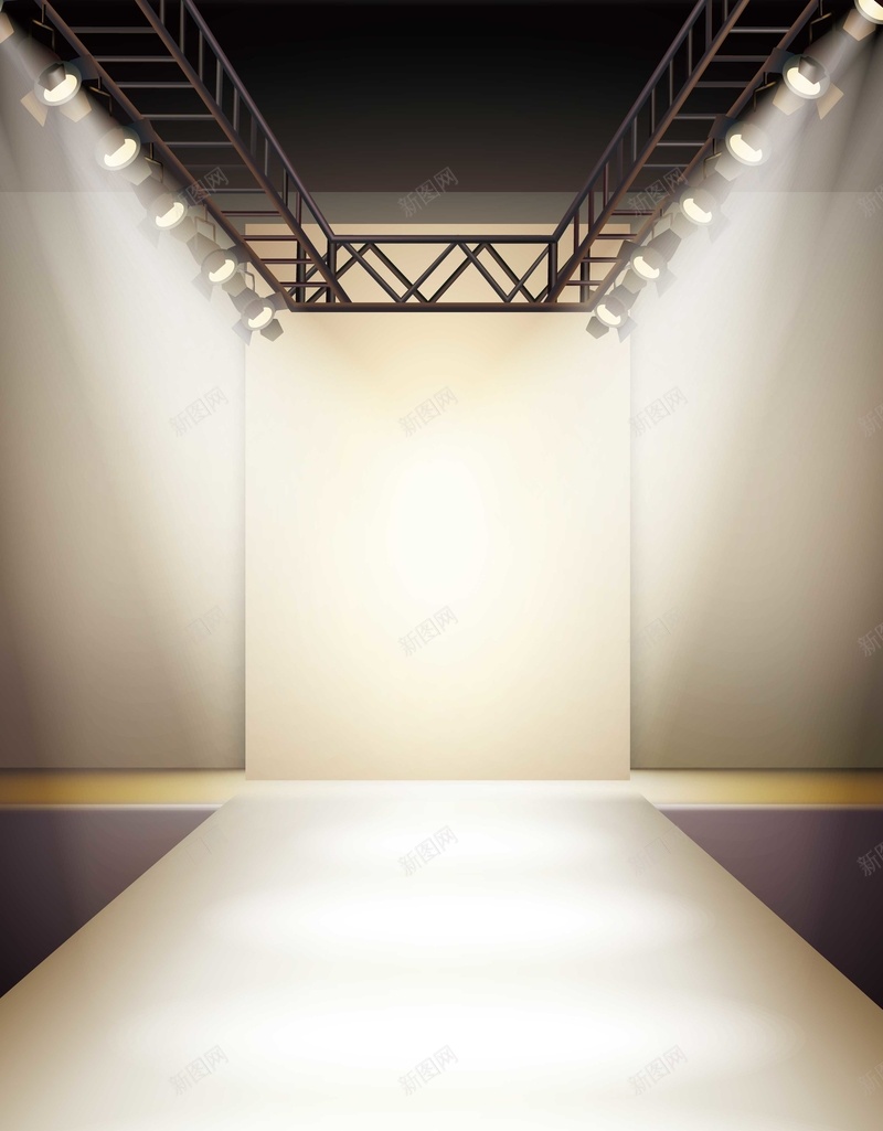 展示T台背景模板矢量图ai设计背景_新图网 https://ixintu.com 展示T台 海报矢量背景模板 灯光 金色渐变 矢量图
