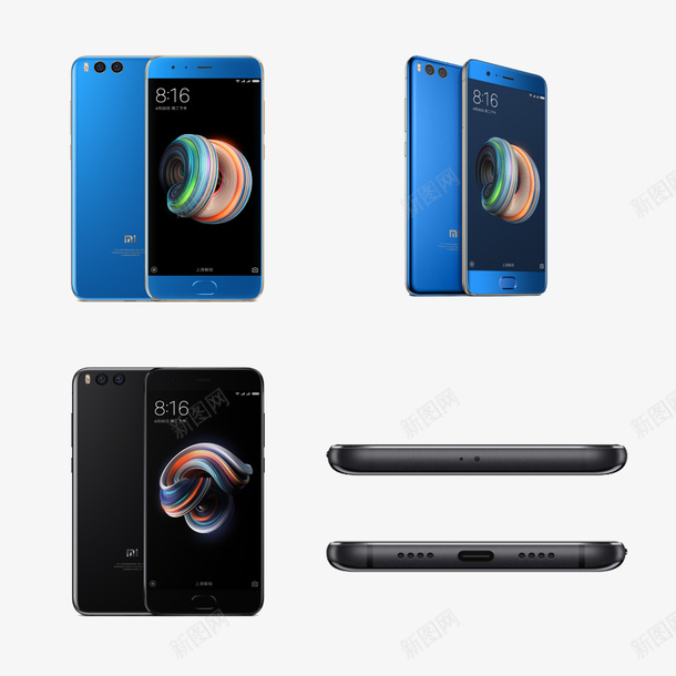 蓝色黑色小米note3手机png免抠素材_新图网 https://ixintu.com note3 产品实物 小米 小米手机 手机 新款小米
