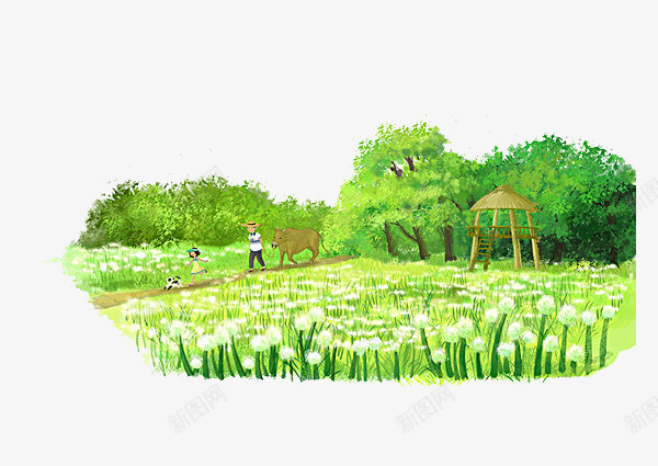 下地的农民png免抠素材_新图网 https://ixintu.com PNG素材 农民 手绘 绿树