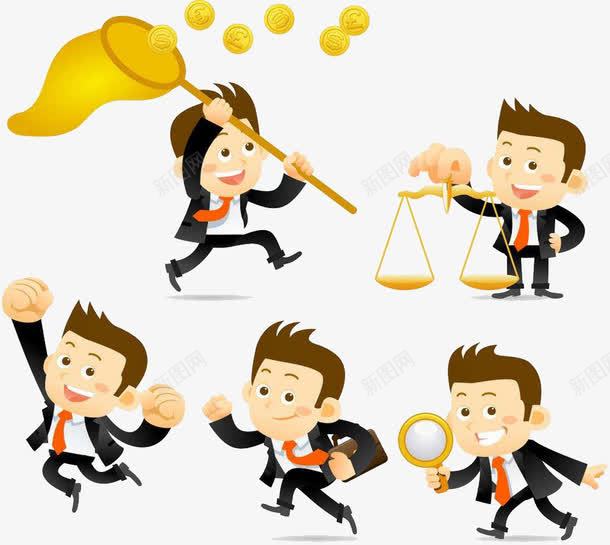 跑着的OL男png免抠素材_新图网 https://ixintu.com 卡通手绘 天平 水平称 装饰 跑的人 金钱