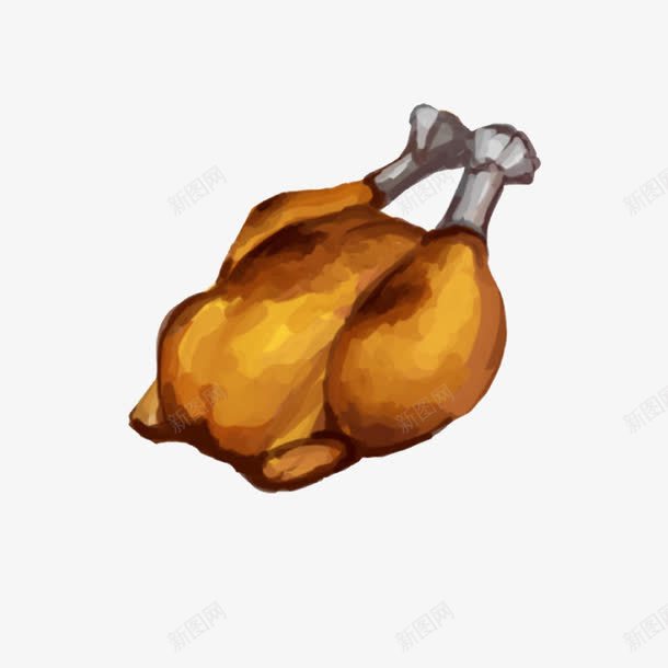 烤鸡水彩画png免抠素材_新图网 https://ixintu.com 水彩画 食物 黄皮烤鸭
