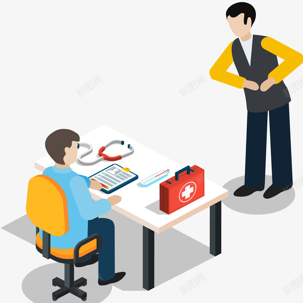 医生给病人看病插画矢量图ai免抠素材_新图网 https://ixintu.com 免抠PNG 医生 医生给病人看病矢量插画 医疗 卫生保健 急诊 病人 看病 矢量图