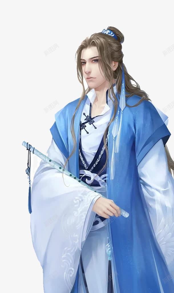 拿萧古装男子png免抠素材_新图网 https://ixintu.com 乐器萧 古装 男子 蓝衣