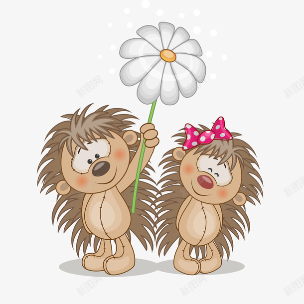 卡通送花的刺猬矢量图ai免抠素材_新图网 https://ixintu.com 刺猬 动物设计 卡通 可爱 蝴蝶结 送花 矢量图
