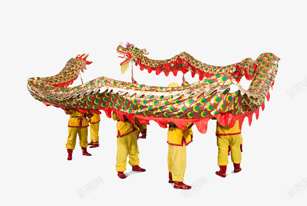 中国舞龙psd免抠素材_新图网 https://ixintu.com 传统节日 游行 热闹 舞龙