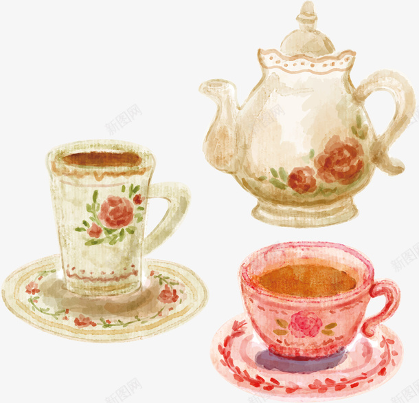 手绘茶杯茶壶矢量图ai免抠素材_新图网 https://ixintu.com 手绘 茶壶 矢量图
