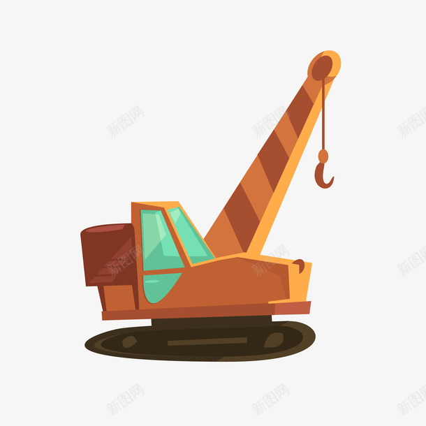 卡通工地的施工车矢量图ai免抠素材_新图网 https://ixintu.com 卡通 吊车 工地 施工 施工车 钩子 矢量图