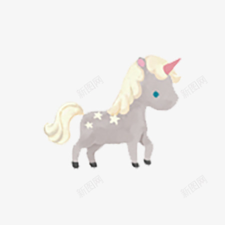 灰色卡通小马驹png免抠素材_新图网 https://ixintu.com 动物 卡通 灰色 马驹