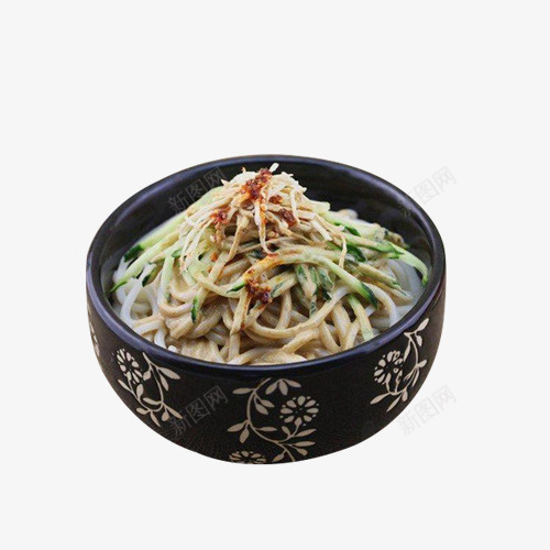 黑色碗鸡丝凉面食品餐饮png免抠素材_新图网 https://ixintu.com 美味 面点 食品餐饮 食物 鸡丝凉面 鸡肉丝 黑色碗鸡丝凉面