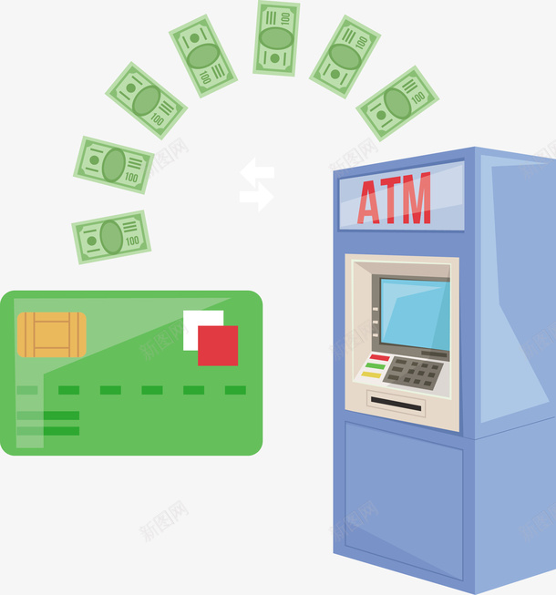 银行卡和取款机矢量图eps免抠素材_新图网 https://ixintu.com 提款机 货币 货币png 货币矢量图 银行卡 矢量图