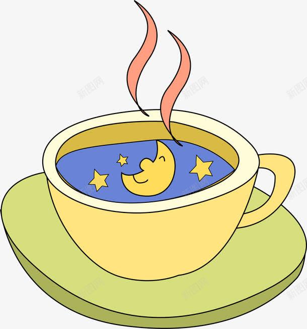 手绘黄色茶杯晚安茶图案png免抠素材_新图网 https://ixintu.com 图案 手绘 晚安茶 茶杯 黄色