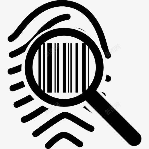 放大的指纹看上去像一个条码图标png_新图网 https://ixintu.com 工具和器具 指纹 放大 放大镜