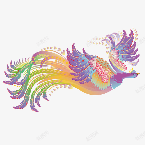 水彩凤凰矢量图ai免抠素材_新图网 https://ixintu.com 凤凰 彩色 水彩 矢量图
