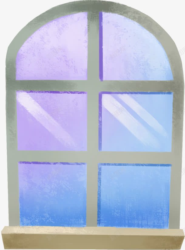 卡通手绘窗户紫色背景