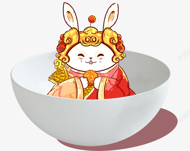 碗里的小兔子png免抠素材_新图网 https://ixintu.com png图形 png装饰 中秋节 兔子 月饼 碗 装饰