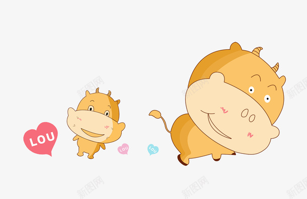 卡通生肖牛psd免抠素材_新图网 https://ixintu.com 卡通 生肖牛 设计 透明