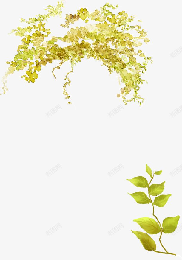 手绘黄色卡通树叶png免抠素材_新图网 https://ixintu.com 卡通 树叶 黄色