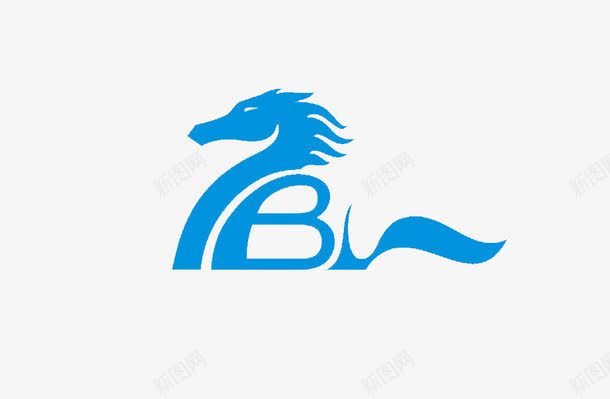 蓝色小马图案png免抠素材_新图网 https://ixintu.com 字母B 小马 蓝色 装饰图案