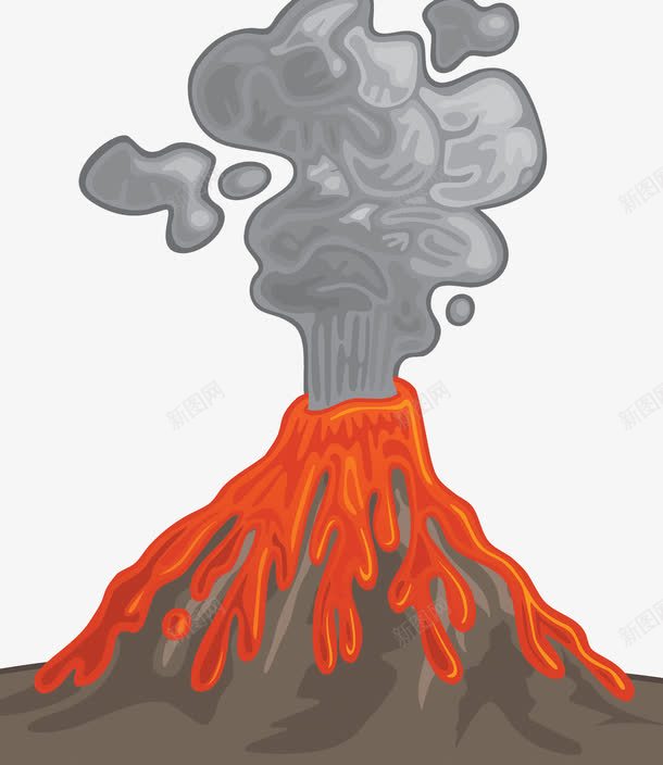 岩浆浓烟插画png免抠素材_新图网 https://ixintu.com 卡通岩浆 岩浆 插画 浓烟 滚滚浓烟 火山岩 火山手绘