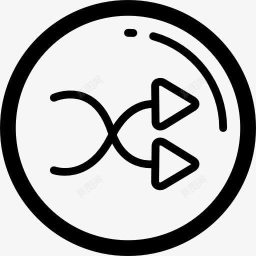 洗牌的圆形按钮轮廓图标png_新图网 https://ixintu.com 两圈 交叉 圆形轮廓 按钮 接口 洗牌 箭