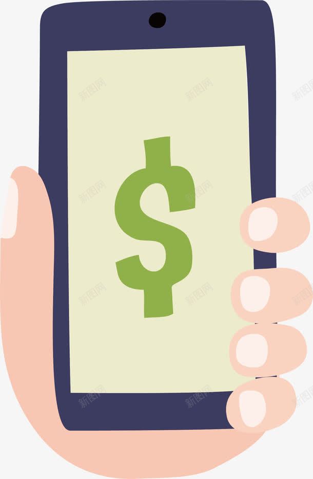 手绘的手拿手机png免抠素材_新图网 https://ixintu.com 手拿手机 手机 手机支付 手机钱包 手机银行 矢量png