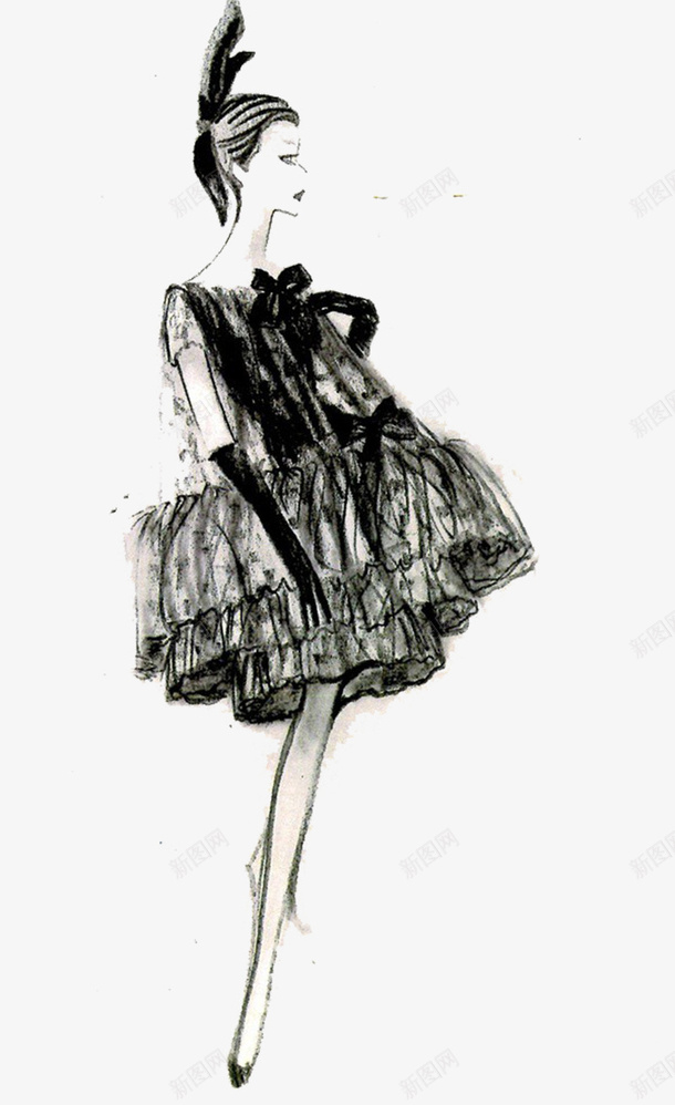 黑色服装插画psd免抠素材_新图网 https://ixintu.com 插画 服装 设计 黑色