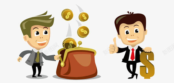 卡通商务人物png免抠素材_新图网 https://ixintu.com 卡通人物 商务卡通 商务素材 货币 钱包
