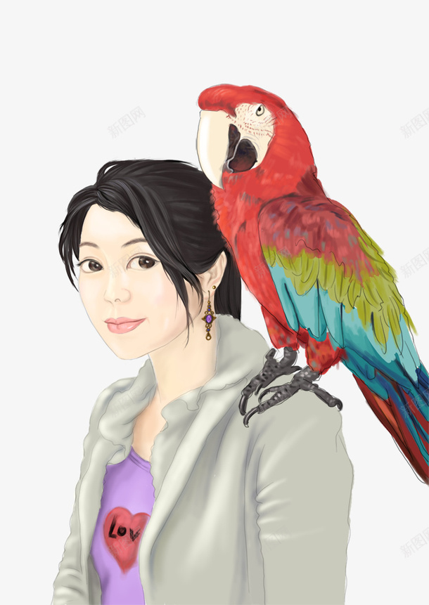 肩膀上的鹦鹉psd免抠素材_新图网 https://ixintu.com 动物 可爱 肩膀 鹦鹉