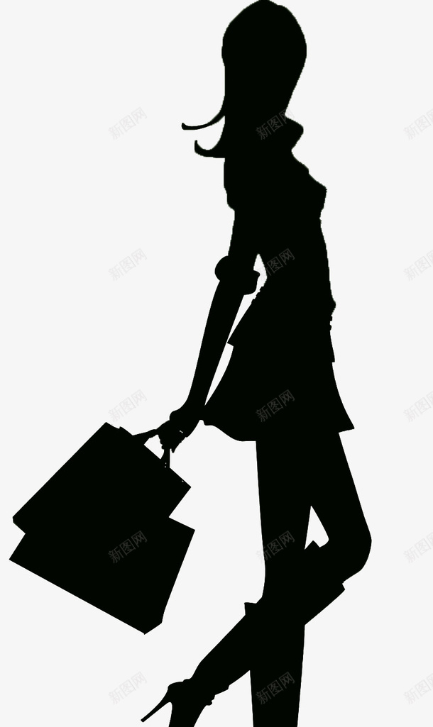 提包的黑色女孩剪影png免抠素材_新图网 https://ixintu.com 剪影 女孩 装饰 黑色