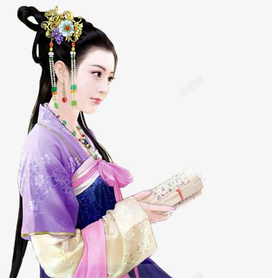 紫衣知性古风手绘女子png免抠素材_新图网 https://ixintu.com 古风 女子 手绘 知性