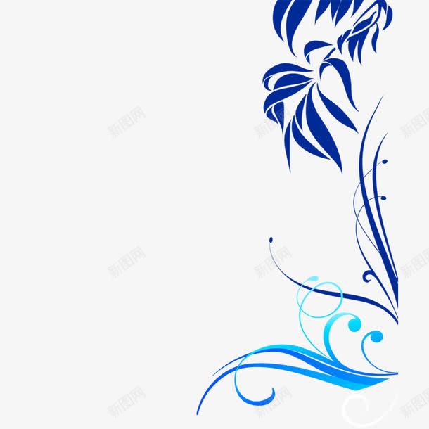 蓝花瓷效果的花纹png免抠素材_新图网 https://ixintu.com 清新 简约 花纹 蓝色 边框 青瓷