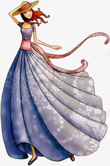 卡通美女png免抠素材_新图网 https://ixintu.com 卡通 帽子 美女 金发 长裙