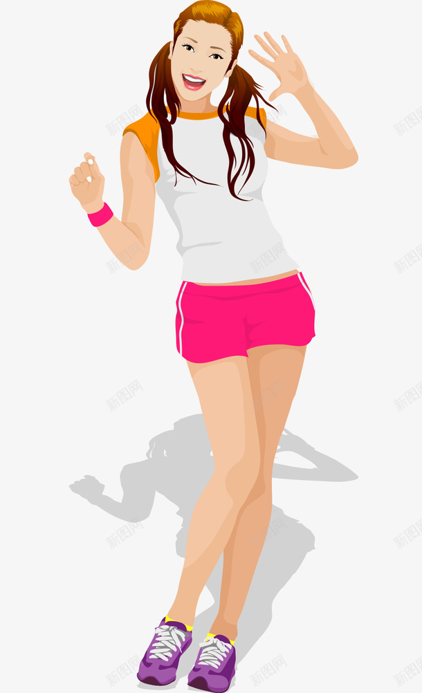 卡通手绘辫子运动装美女矢量图ai免抠素材_新图网 https://ixintu.com 卡通的人物 手绘的美女 辫子的美女 运动装的美女 矢量图