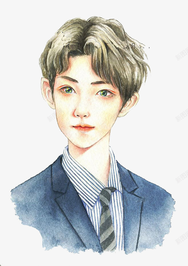 水彩男生png免抠素材_新图网 https://ixintu.com 卡通 手绘 水彩 男生 装饰